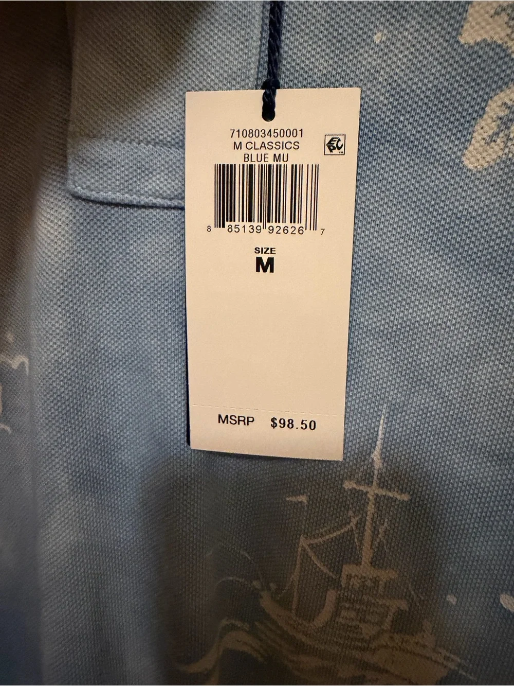 Ralph Lauren Light Blue & White Aloha Hawaiian Polo Shirt